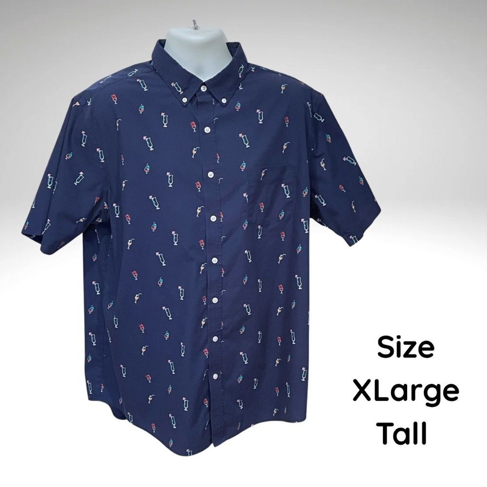 Croft & Barrow Men’s Tropical Drink Print Shirt – Size XLT